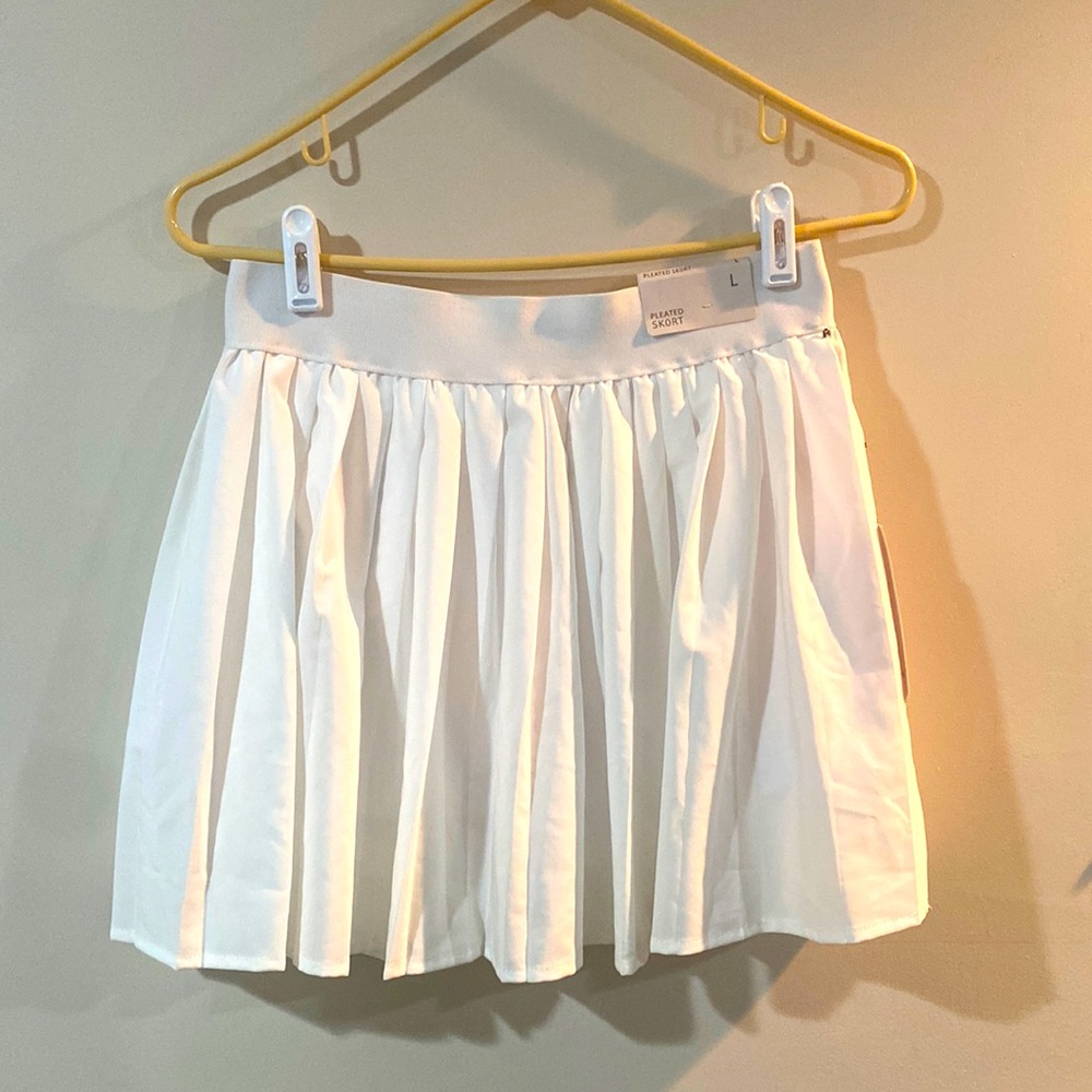White Pleated Skort